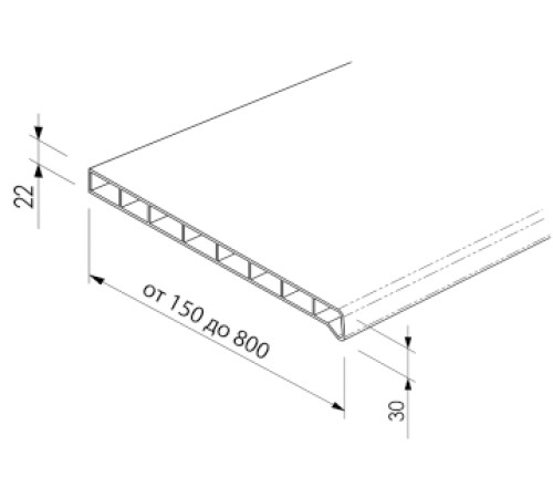 580 мм Белый глянец пластиковый подоконник Moller