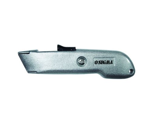 Нож строительный (металлический корпус) лезвие трапеция автовозврат лезвия Sigma (8212061)