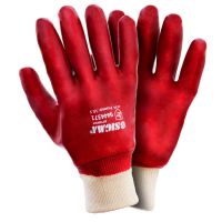 Перчатки трикотажные с ПВХ покрытием (красные манжет) 120 пар Sigma (9444371)