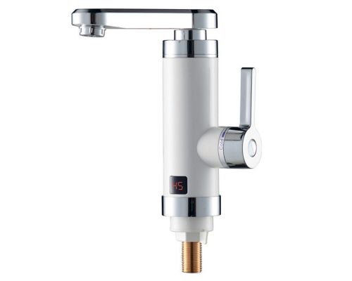 Кран-водонагреватель проточный HZ 3.0кВт 0,4-5бар для кухни гусак прямой на гайке (W) AQUATICA (HZ-6B243W)