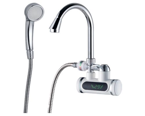 Кран-водонагреватель проточный JZ 3.0кВт 0,4-5бар для ванны гусак ухо настенный AQUATICA (JZ-7C141W)