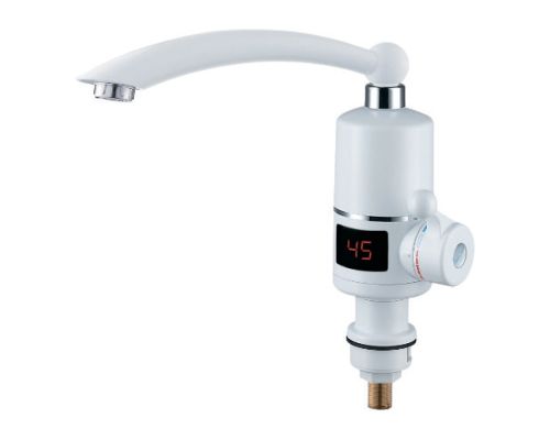 Кран-водонагреватель проточный NZ 3.0кВт 0,4-5бар для кухни гусак прямой на гайке с дисплеем AQUATICA (NZ-6B242W)