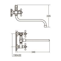 Смеситель PM 1/2 для ванны гусак изогнутый дивертор встроенный картриджный AQUATICA (PM-2C457C)
